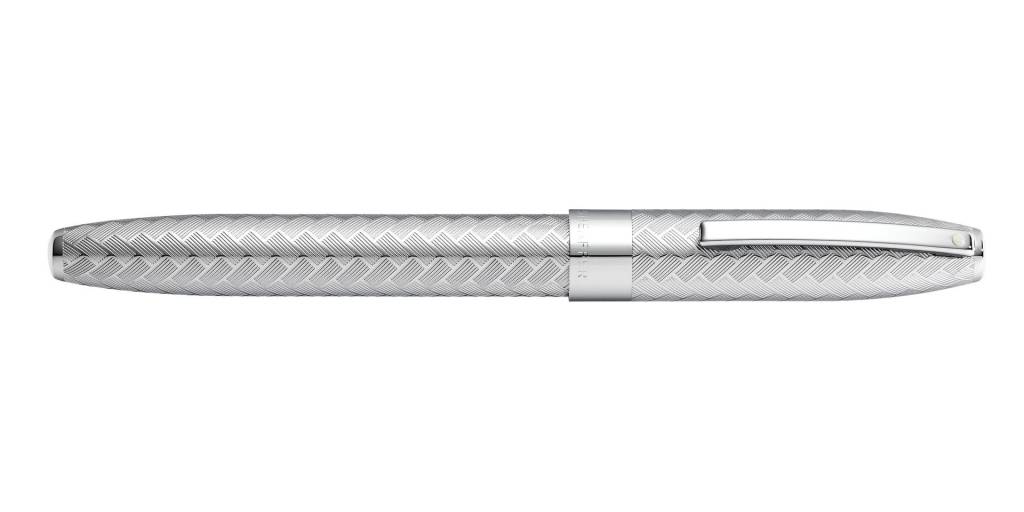Sheaffer Legacy Polished Chrome Fountain Pen with Engraved Chevron Pattern
